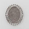 Tibetan Style Antique Silver Alloy Flat Oval Tray Cabochon Settings X-TIBE-M021-12AS-1
