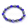 Handmade Evil Eye Lampwork Beads Stretch Bracelets BJEW-JB04461-02-1