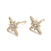 Clear Cubic Zirconia Star Stud Earrings EJEW-G297-17G-1