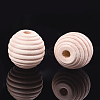 Painted Natural Wood Beehive Beads WOOD-S049-04B-10-2