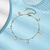 304 Stainless Steel Star Charm Anklets with Brass Satellite Chains AJEW-AN00549-2
