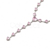 Cubic Zirconia Heart Link Chain Lariat Necklace NJEW-E074-07-3