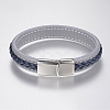 Braided Leather Cord Bracelets BJEW-H561-07B-2