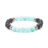 Natural Chalcedony & Natural Lava Rock Round Beads Stretch Bracelet for Her BJEW-JB06920-2