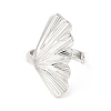 304 Stainless Steel Shell Shape Open Cuff Ring for Women RJEW-E063-12P-3
