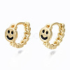 Brass Enamel Huggie Hoop Earrings EJEW-S210-012-NR-3