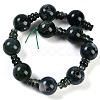 Natural Indian Agate 3-Hole Guru Beads Strands G-H064-E02-03-3