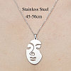 Non-Tarnish 201 Stainless Steel Hollow Abstract Face Pendant Necklace NJEW-OY001-83-3