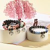 Round Natural Mixed Gemstone Beads Stretch Bracelet BJEW-JB06966-3