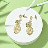 Hollow Leaf Brass Dangle Stud Earrings EJEW-TA00372-2