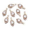 Brass Micro Pave Clear Cubic Zirconia Pendants KK-S359-097-RS-1