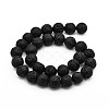 Natural Lava Rock Round Beads Strands G-M169-12mm-03-2.5MM-2