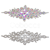 2Pcs 2 Style Flower Glitter Glass Rhinestone Appliques FIND-FG0002-60-1