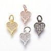 Eco-Friendly Brass Micro Pave Cubic Zirconia Charms ZIRC-J021-13-RS-1