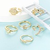 6Pcs 6 Styles Brass Micro Pave Clear Cubic Zirconia Cuff Rings RJEW-LS0001-34G-5