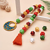 Beadthoven 120Pcs 6 Style Polygon Painted Natural Wood Beads WOOD-BT0001-11-12