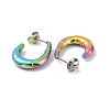 Ion Plating(IP) Rainbow Color 304 Stainless Steel Croissant Stud Earrings EJEW-G293-27M-2