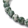 Natural Green Spot Jasper Round Beaded Stretch Bracelets for Women Men BJEW-JB11369-3