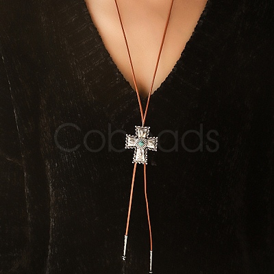 Alloy Pendant Necklaces with  Synthetic Turquoise NJEW-A022-02A-1