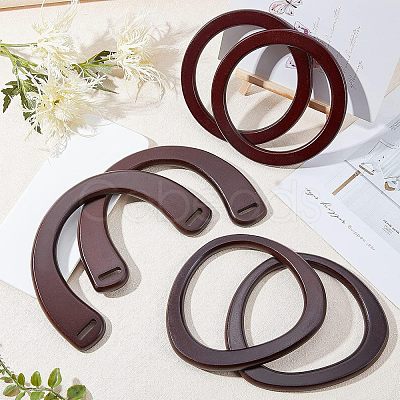 CHGCRAFT 6 Pcs 3 Styles Wood Bag Handles WOOD-CA0001-15-1