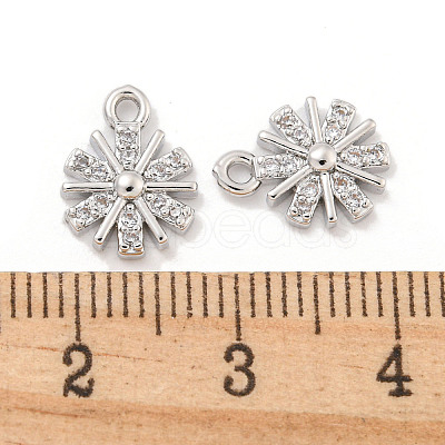 Brass Micro Pave Clear Cubic Zirconia Charms KK-Z044-16P-1