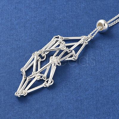 Rack Plating Brass Macrame Pouch Necklace Making for Gemstone Nuggets KK-M285-02B-S-1