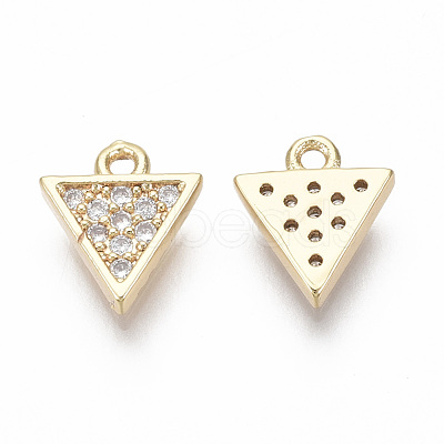 Brass Micro Pave Clear Cubic Zirconia Charms KK-R134-008-NF-1