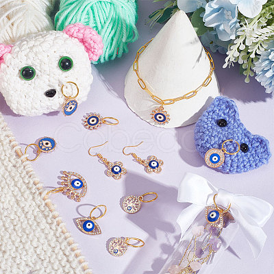 14Pcs 7 Style Alloy Enamel Evil Eye Pendants PALLOY-PH01595-1