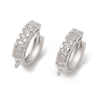 Brass with Cubic Zirconia Hoop Earrings Finding KK-Q822-02P-1