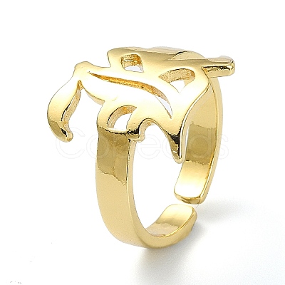 Brass Open Cuff Ring RJEW-B051-44G-1