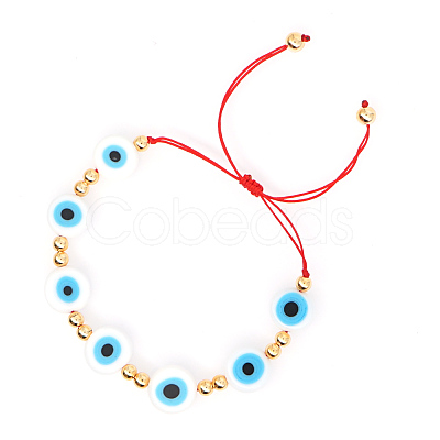 Evil Eye Handmade Lampwork Braided Bead Bracelets for Women BJEW-A22-12-16-1-1