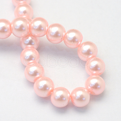 Baking Painted Pearlized Glass Pearl Round Bead Strands HY-Q330-8mm-70-1