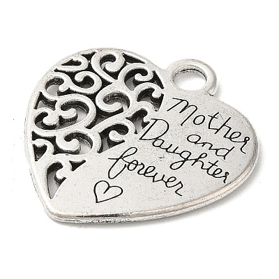 Heart with Words Tibetan Style Alloy Pendants TIBEP-S295-43AS-RS-1