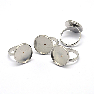 Tarnish Resistant Adjustable 304 Stainless Steel Finger Rings Components STAS-L193-P-14mm-1