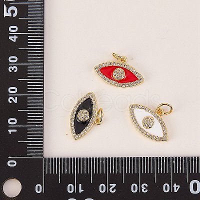 6Pcs 3 Colors Brass Micro Pave Clear Cubic Zirconia Pendants ZIRC-SZ0003-51-1