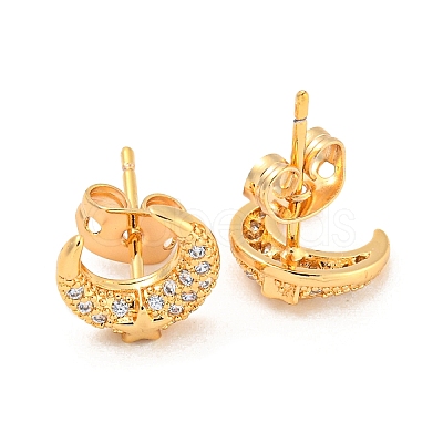 Brass Micro Pave Cubic Zirconia Ear Studs EJEW-P261-26A-G-1