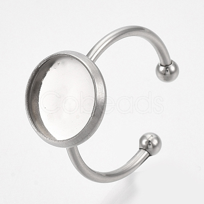 Tarnish Resistant 201 Stainless Steel Cuff Finger Rings Components STAS-T047-19B-1