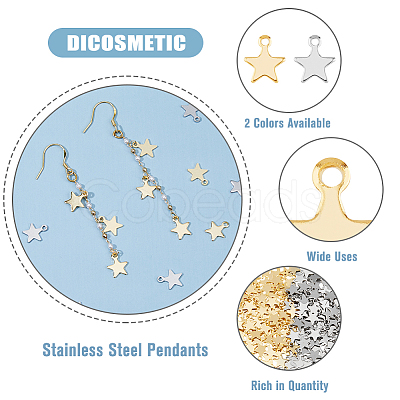 DICOSMETIC 200Pcs 2 Colors 304 Stainless Steel Charms STAS-DC0015-73-1