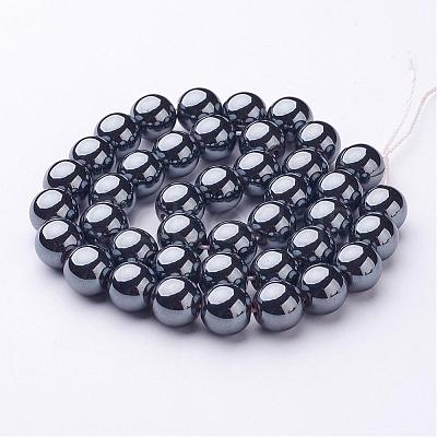 10MM Black AAA Grade Round Non-Magnetic Synthetic Hematite Beads Strands X-G-H1070-1-1