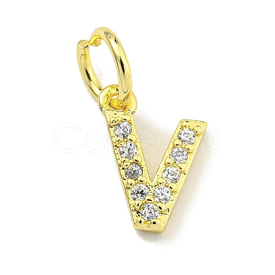 Letter Brass Micro Pave Clear Cubic Zirconia Pendants KK-K354-06G-V-1