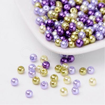 Lavender Garden Mix Pearlized Glass Pearl Beads HY-X006-4mm-08-1