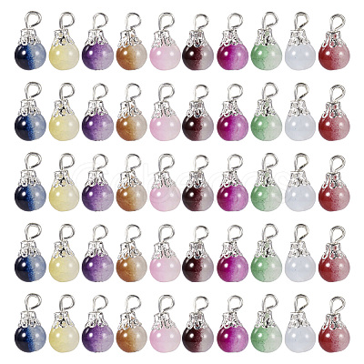 100Pcs 10 Colors Baking Painted Glass Pendants PALLOY-TA0002-47-1