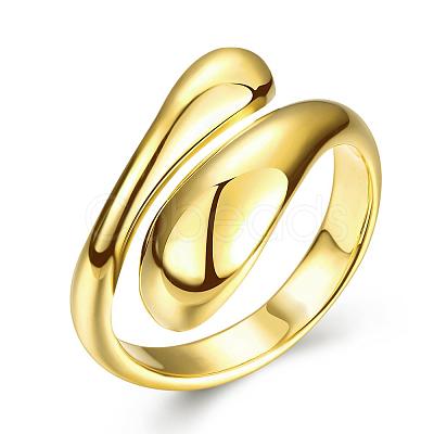 Real 18K Gold Plated Adjustable Brass Finger Rings for Women RJEW-BB07574-A-1