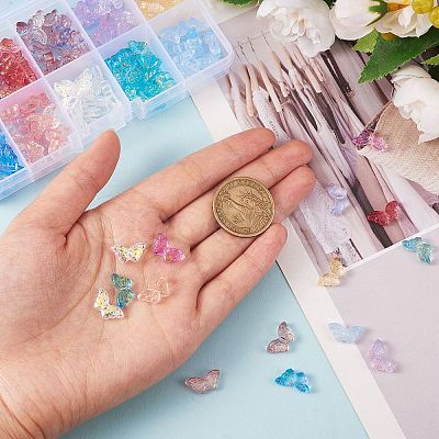 200Pcs 10 Style Transparent Spray Painted Glass Beads GLAA-SZ0001-81-1