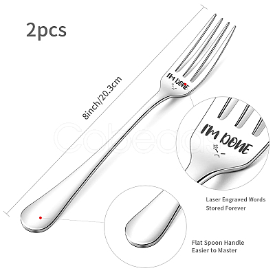 Word Pattern Stainless Steel Fork AJEW-WH0191-006-1