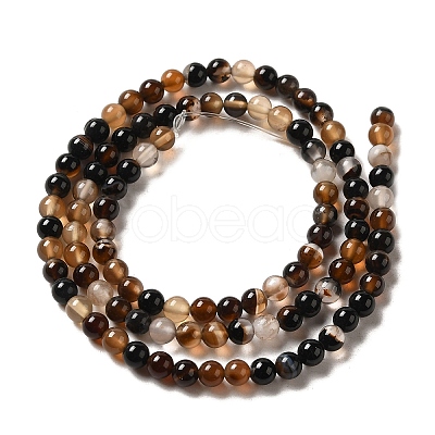 Dyed Black Agate Round Bead Strands G-P070-22-4mm-1