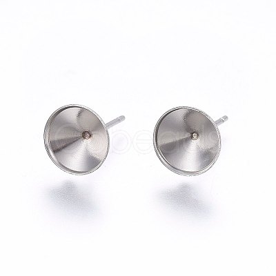 Non-Tarnish 201 Stainless Steel Stud Earring Settings X-STAS-I095--01P-D-1