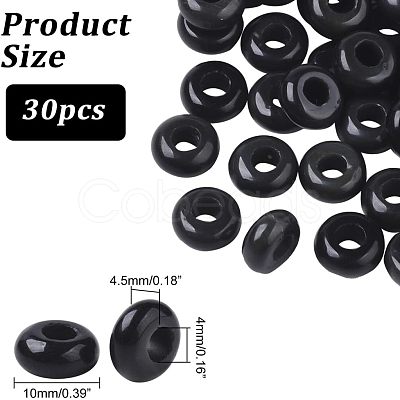 Nbeads Natural Black Stone European Large Hole Beads G-NB0003-72B-02-1