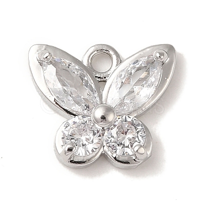 Brass Pave Clear Cubic Zirconia Charms KK-G499-10P-1