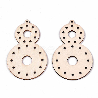 Undyed Natural Wooden Big Pendants WOOD-N007-057-1